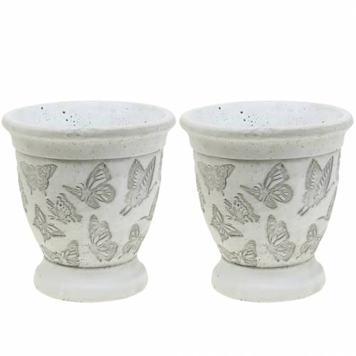 Floristik24 Copo para vaso de plantas com borboletas Ø12,5cm Alt13cm 2pcs