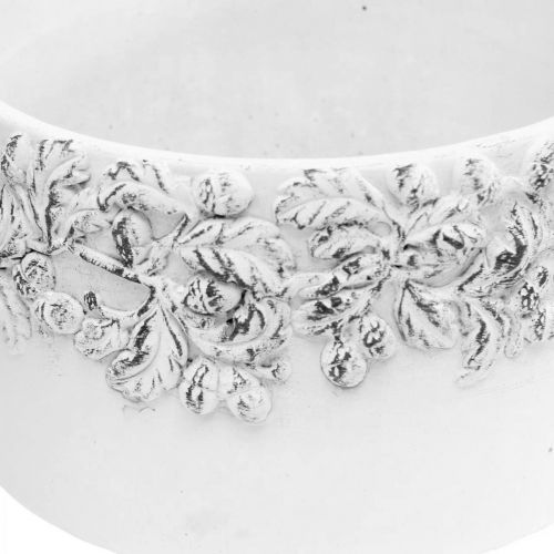 Floristik24 Plantadores com bolotas e folhas, plantador de cerâmica verde, branco, cinza Ø17cm A9,5cm conjunto de 3