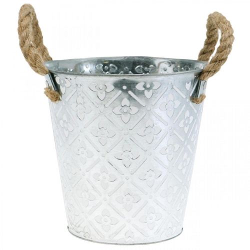Itens Vaso de metal para plantar, vaso de flores com alças, floreira com motivos florais Ø18cm
