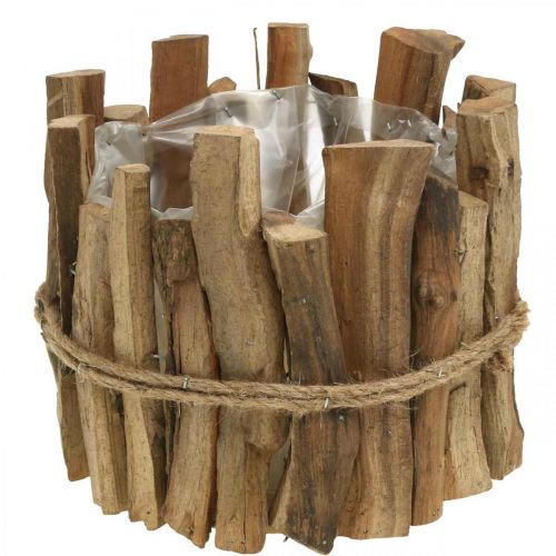 Vaso de flores madeira rústico plantador plantador natureza H15cm Ø15.5cm