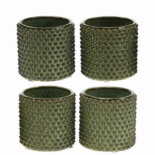 Floristik24 Plantador verde, marrom Ø7,5cm Alt.8cm 4 unidades