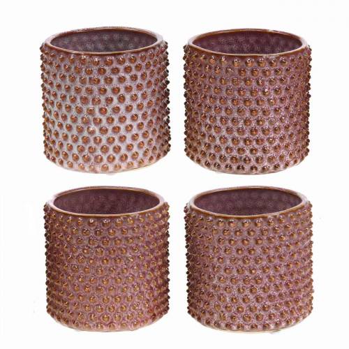 Floristik24 Plantador de cerâmica vitrificada rosa, laranja Ø7.5cm H8cm 4pcs