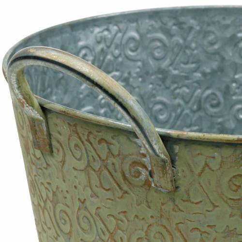 Floristik24 Balde verde com alças Ø26 cm vintage look plantador ferrugem metal