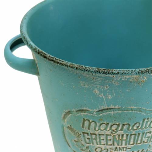 Floristik24 Balde para vaso de metal turquesa Ø19,5cm Alt17,5cm