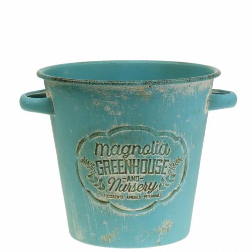 Floristik24 Balde para vaso de metal turquesa Ø19,5cm Alt17,5cm
