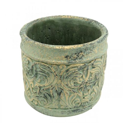 Floristik24 Plantador antigo verde, vaso de concreto dourado Ø11cm H12,5cm