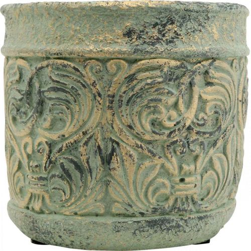 Floristik24 Plantador antigo verde, vaso de concreto dourado Ø11cm H12,5cm