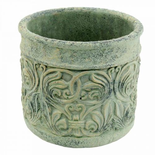 Floristik24 Plantador antigo olhar verde, vaso de flores dourado concreto Ø13.5cm H14.5cm