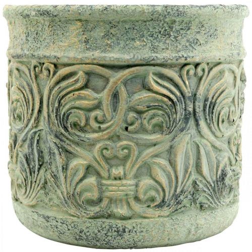 Floristik24 Plantador antigo olhar verde, vaso de flores dourado concreto Ø13.5cm H14.5cm