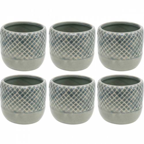 Floristik24 Mini plantadeira, lanterna de cerâmica, vaso para plantas, decoração de cerâmica com padrão de cesta Ø8,5 cm 6 unidades