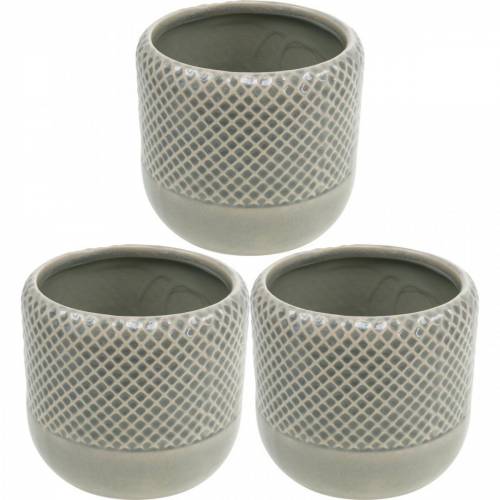 Floristik24 Plantador de cerâmica, plantador trançado, vaso de cerâmica Ø13cm 3pcs