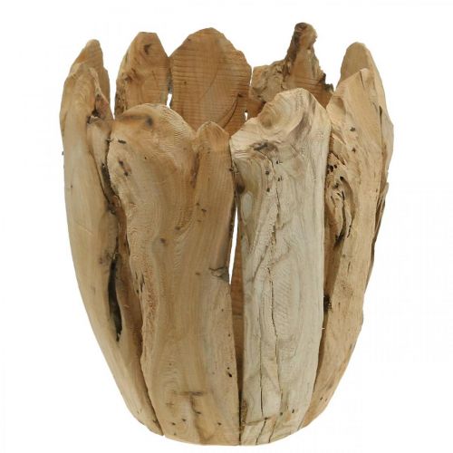 Floristik24 Vaso em madeira Paulownia, cachepot, decoração em madeira A32cm Ø28cm