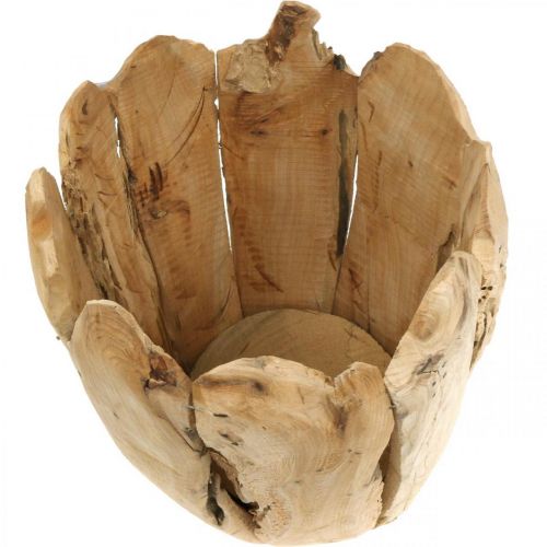 Floristik24 Vaso em madeira Paulownia, cachepot, decoração em madeira A32cm Ø28cm