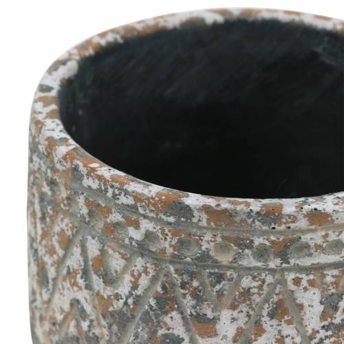 Itens Vaso para plantas concreto antigo cinza / branco Ø11cm Alt.10.5cm 6pcs