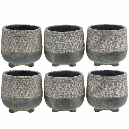 Floristik24 Vaso para plantas concreto antigo cinza / branco Ø11cm Alt.10.5cm 6pcs