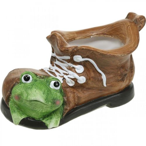 Floreira decorativa, sapato com sapo, cerâmica 30×18cm A15cm