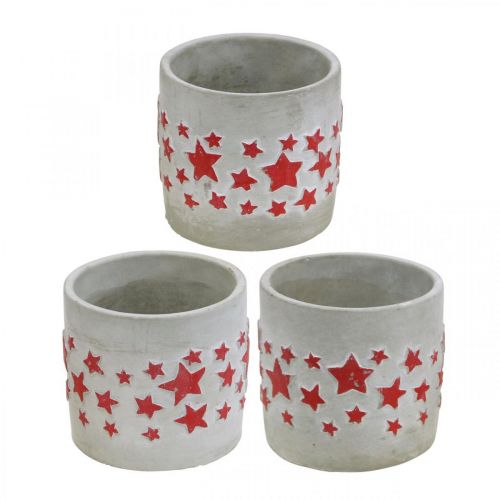 Itens Padrão de estrela de decoração de cerâmica, plantador, aparência de concreto, decoração do Advento Ø10,5 cm H9,5 cm 3 unidades