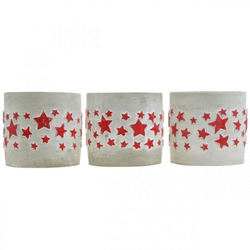 Itens Padrão de estrela de decoração de cerâmica, plantador, aparência de concreto, decoração do Advento Ø10,5 cm H9,5 cm 3 unidades
