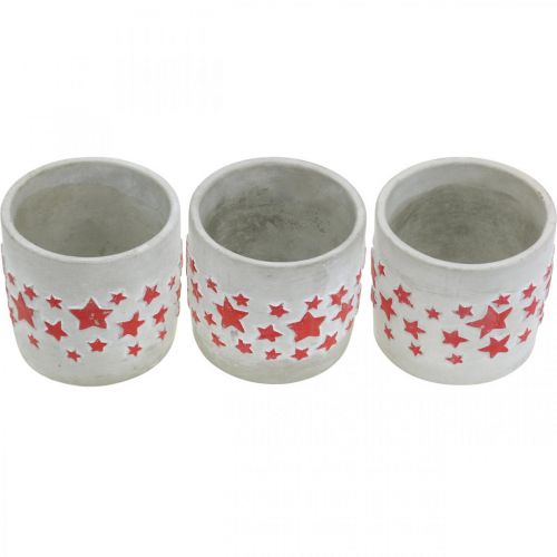 Itens Padrão de estrela de decoração de cerâmica, plantador, aparência de concreto, decoração do Advento Ø10,5 cm H9,5 cm 3 unidades
