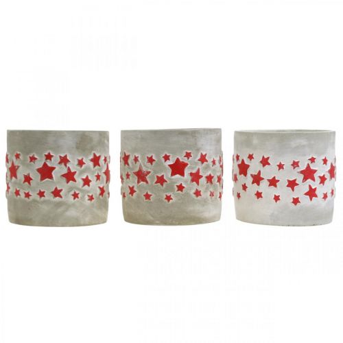 Itens Vaso com estrelas, decoração em cerâmica, aspecto de concreto, vaso de Natal Ø12,5cm Alt.11cm 3pçs