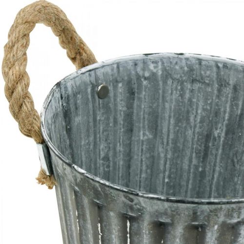 Floristik24 Vaso de metal para plantar, cachepot, tigela para plantas com alças Ø18cm