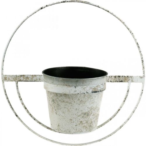 Itens Vaso de flores decoração de parede chique gasto metal branco com suspensão Ø37cm