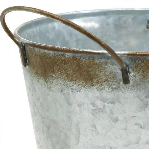 Itens Vaso com asas, tigela decorativa com decoração de ferrugem, vaso de metal prateado Ø26cm H25,5cm