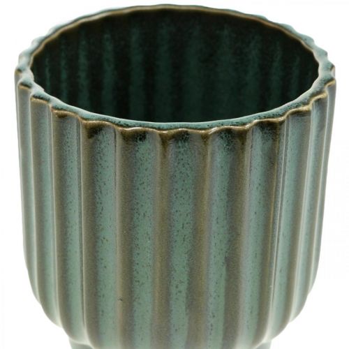 Floristik24 Mini vaso de flores, floreira de cerâmica, floreira ondulada verde, marrom Ø8cm A8,5cm