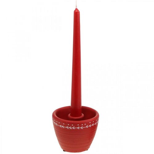 Floristik24 Cachepô vermelho com castiçal Pote decorativo de concreto Ø10cm A8cm 4 unidades