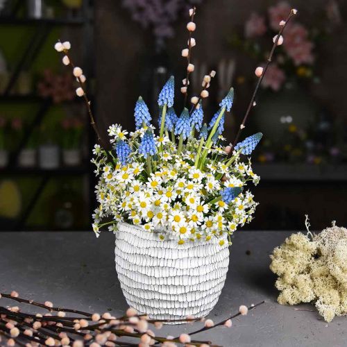 Floristik24 Plantador de concreto branco vintage vaso de flores favo de mel H13cm Ø12.5cm 2pcs