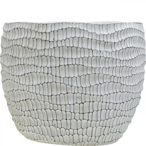 Itens Vaso de flores de concreto branco vintage favo de mel branco H17,5cm Ø18,5cm