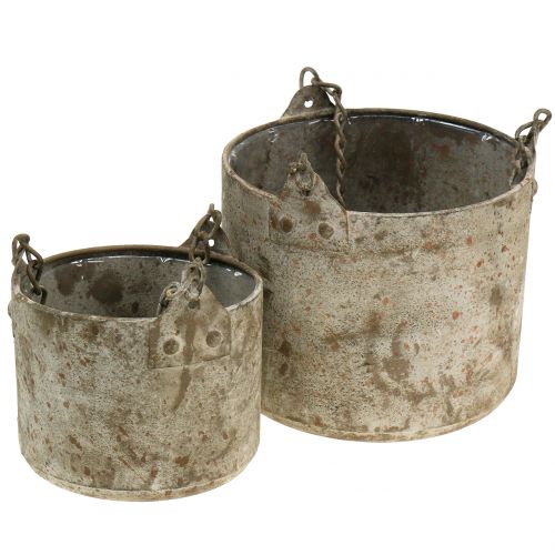 Floristik24 Vaso de plantas para pendurar antigo Ø10/14cm 2pcs