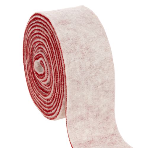 Dobradiça de vaso bicolor feita de 100% lã, com fita decorativa de feltro nas cores branca e vermelha, 7,5 cm de largura e 5 m de comprimento. comprar | Floristik24.pt