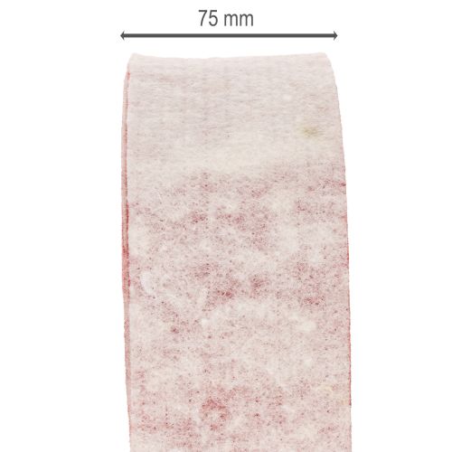 Dobradiça de vaso bicolor feita de 100% lã, com fita decorativa de feltro nas cores branca e vermelha, 7,5 cm de largura e 5 m de comprimento. | Floristik24.pt