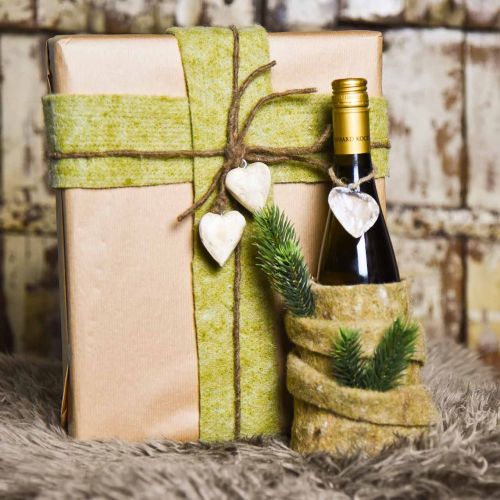 Floristik24 Pot tape fita de feltro verde com bolinhas 15cm x 5m