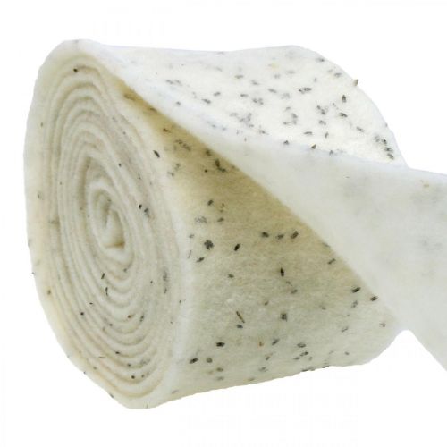 Fita de feltro com flores de lavanda, fita deco, fita de pote, feltro de lã creme branco 15cm 5m