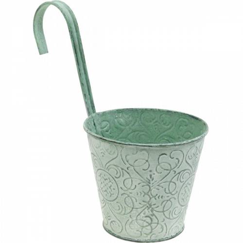 Vaso de flores para pendurar vaso de plantas com aspecto vintage verde branco lavado Ø11,5cm