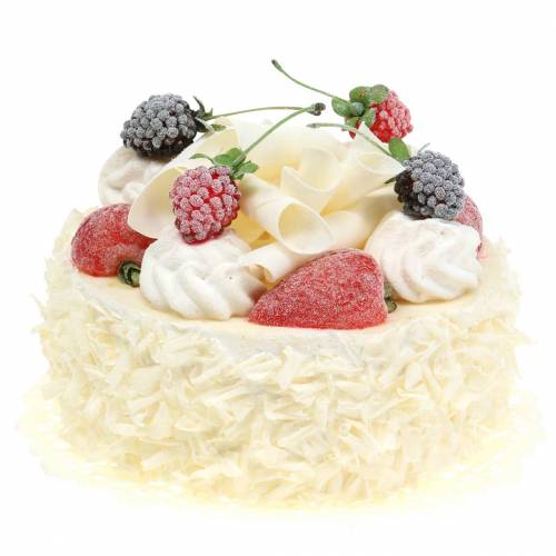 Floristik24 Bolo de creme artificial com bagas Ø15cm Alt.11,5cm