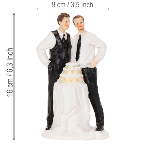 Topo de bolo representando um casal masculino com um bolo, 16,5 cm | Floristik24.pt