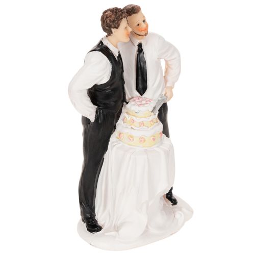 Topo de bolo representando um casal masculino com um bolo, 16,5 cm | Floristik24.pt