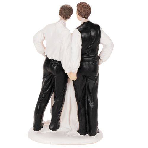 Topo de bolo representando um casal masculino com um bolo, 16,5 cm | Floristik24.pt