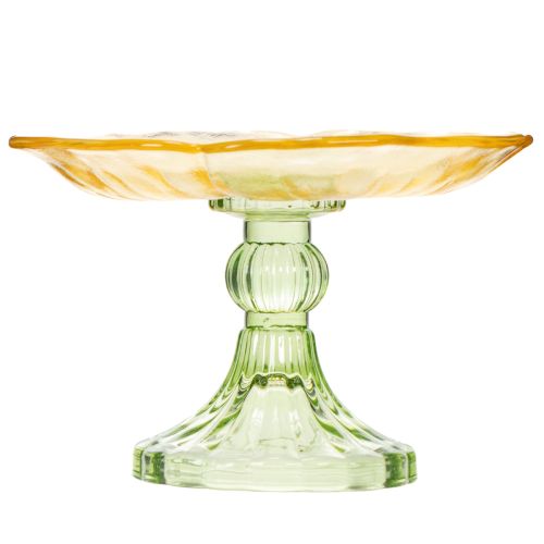 Itens Prato decorativo de vidro com pé, com desenho floral, ideal para apresentações festivas, 15 cm