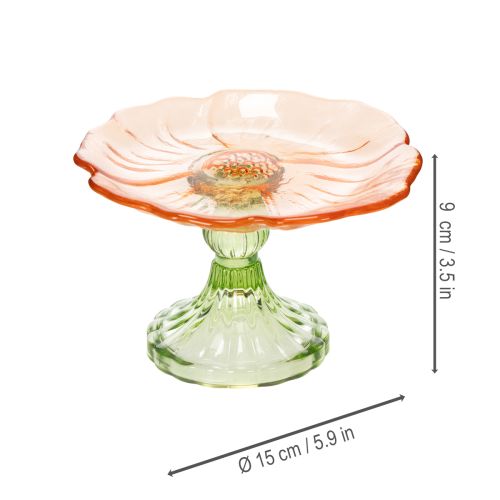Itens Prato decorativo de vidro com pé, com design floral, para decoração de mesa elegante e decoração de verão, 15 cm