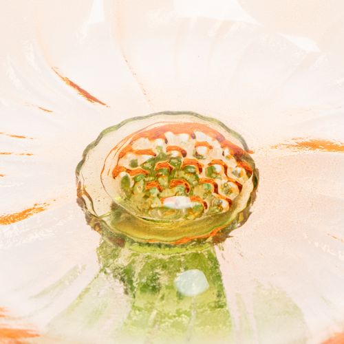 Itens Prato decorativo de vidro com pé, com design floral, para decoração de mesa elegante e decoração de verão, 15 cm