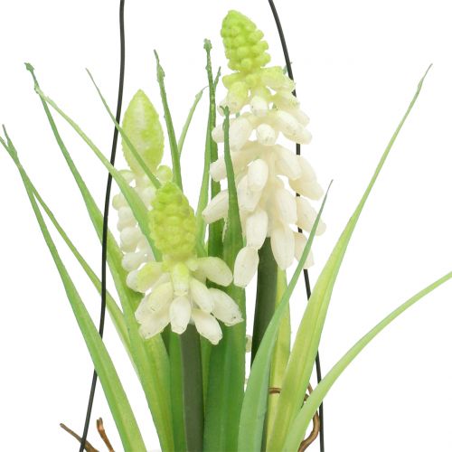 Itens Jacinto de uva branco em copo para pendurar Alt.22cm