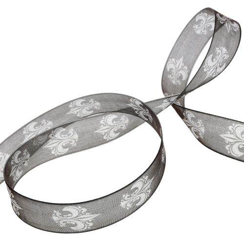 Floristik24 Fita de luto preta com padrão 25mm 20m
