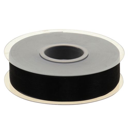 Itens Fita de organza luto com ourela preto 25mm 50m
