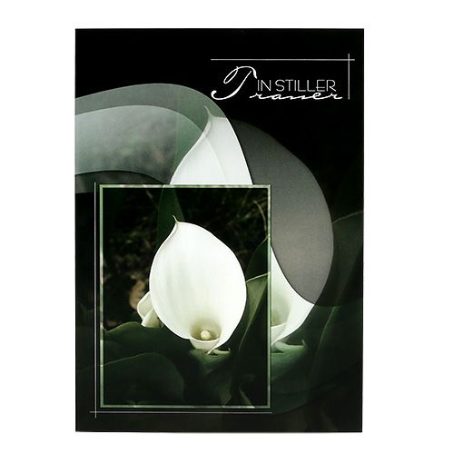 Floristik24 Cartões de luto com Calla "Em luto silencioso" 5 unidades