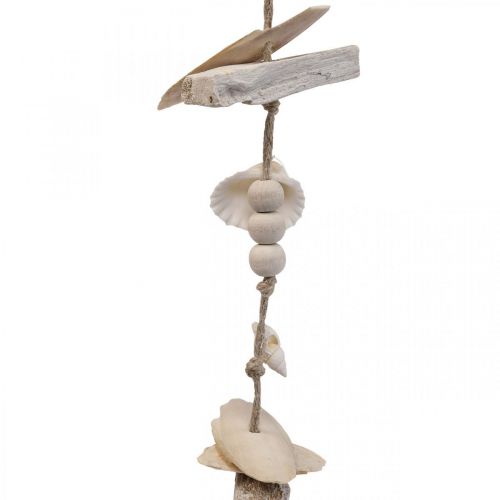 Guirlanda Marítima Decoração de Madeira Flutuante Decoração de Parede Branca 50cm