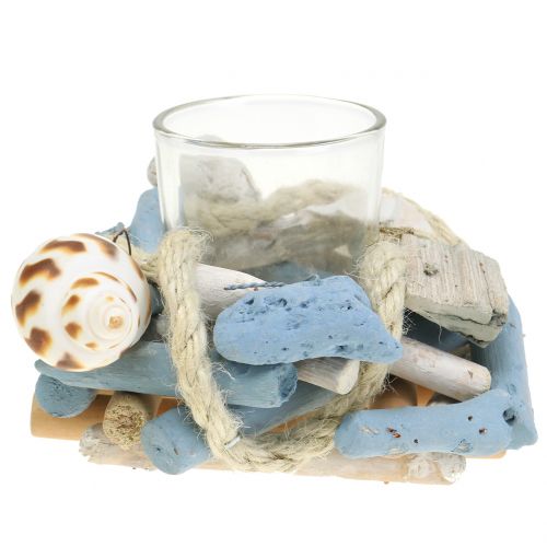 Floristik24 Castiçal feito de madeira flutuante com tealight de vidro Ø12cm A8cm